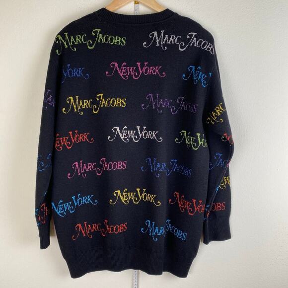 Marc Jacobs x New York Magazine Sweater Size XS Black Rainbow Metallic Wool RARE - Picture 9 of 14